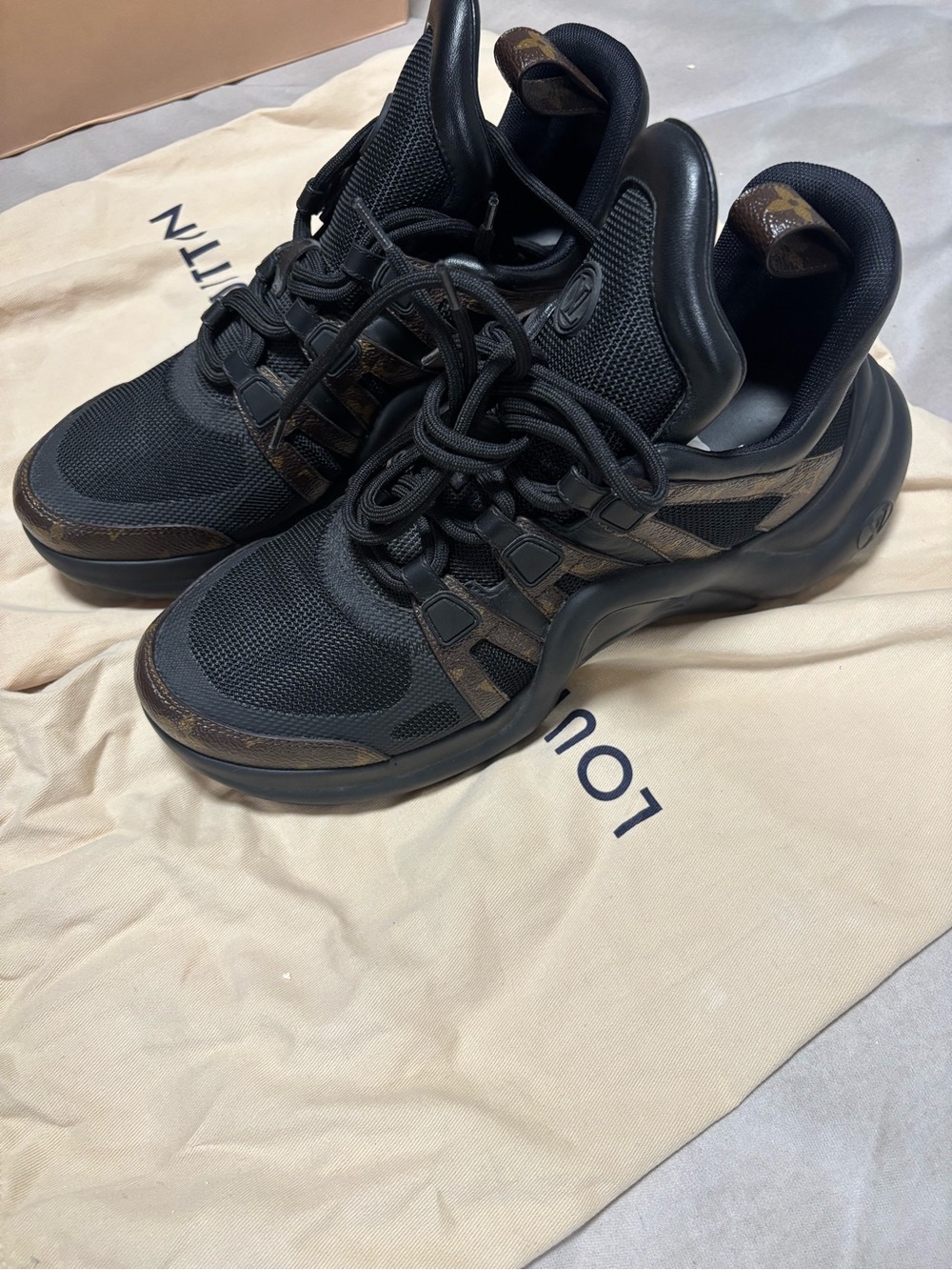 Louis Vuitton Black with Brown Monogram Runner-Style Sneakers (Archlight 2.0)